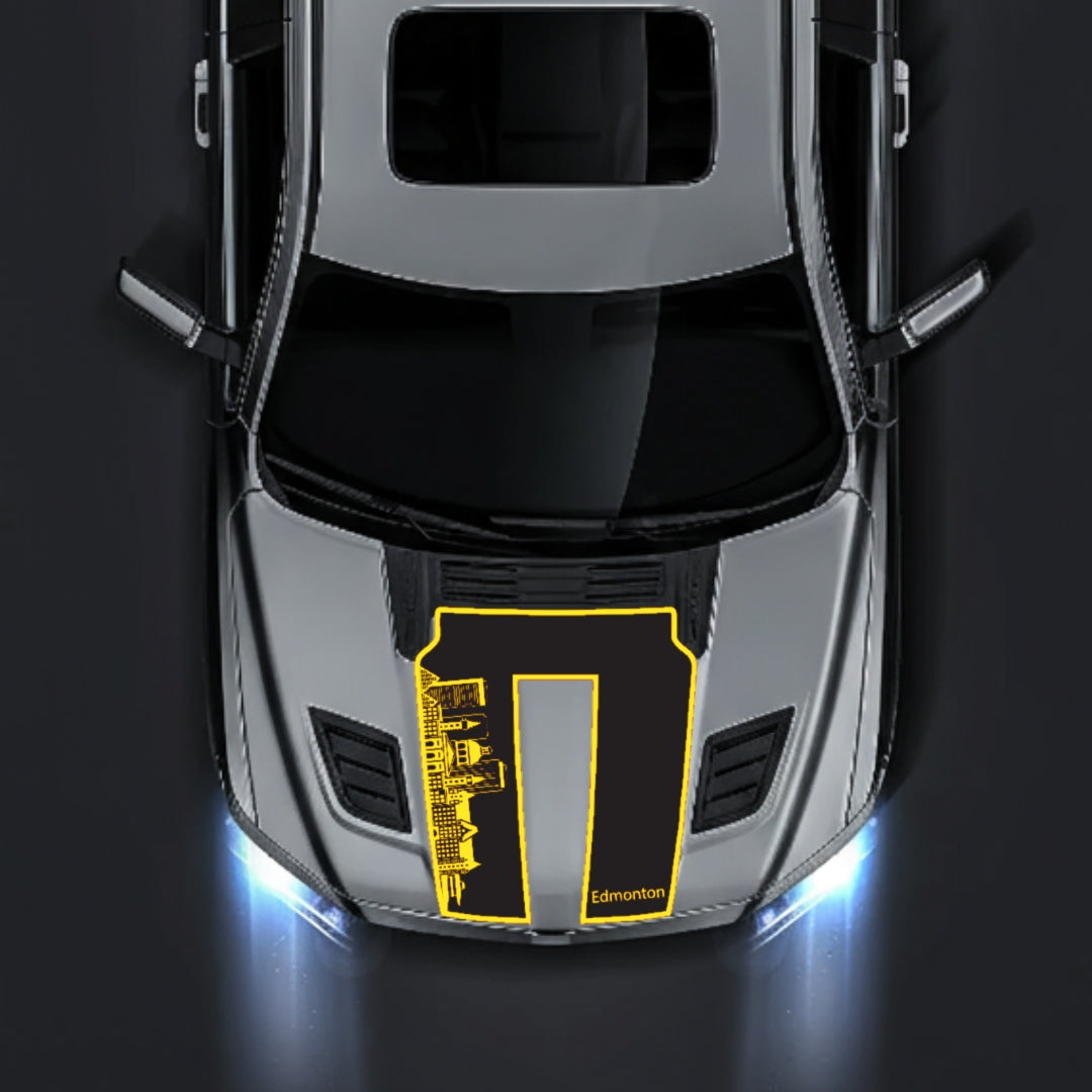Hood Panel Decal/Sticker - Edmonton Skyline - Border Graphic Kit - For Dodge RAM 1500 2019-2025 - Premium Vinyl