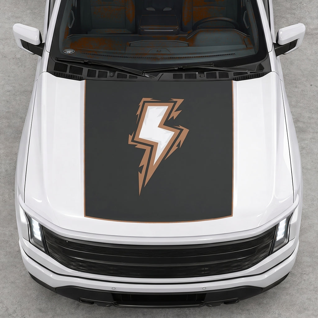 Hood Panel Decal/Sticker - Bordered Electric Graphic Decal Graphic Kit - For FORD F-150 2015-2020 - Premium Vinyl