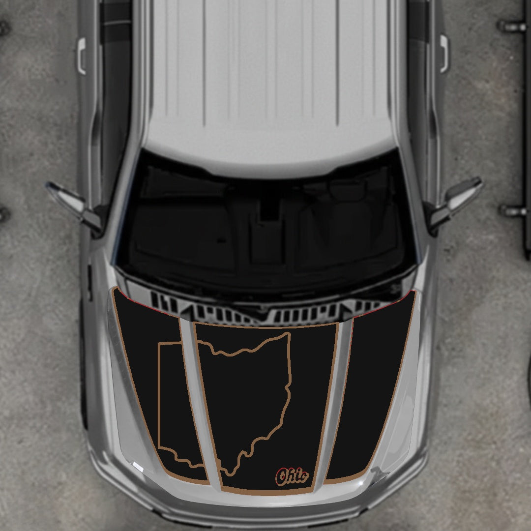 Hood Panel Decal/Sticker - Ohio - Border Graphic Kit - For Ford F-150 2020-2026 - Premium Vinyl