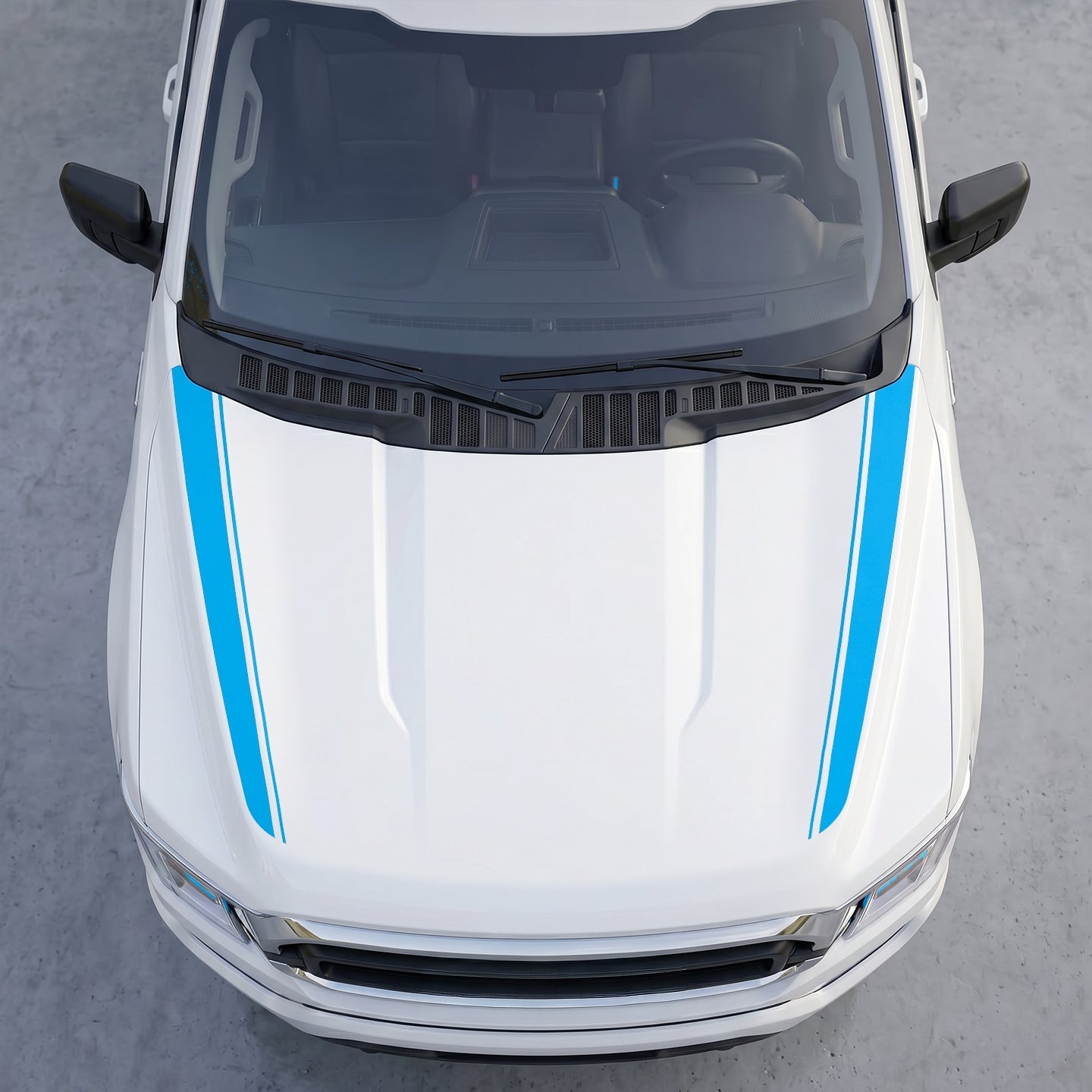 Hood Panel Decal/Sticker - Dual Pinstripe Hood Cowl Decals – Sport Outer Edge Accent Stripes Vinyl Graphics Kit Graphic Kit - For Ford F-150 F150 2015-2020 - Premium Vinyl