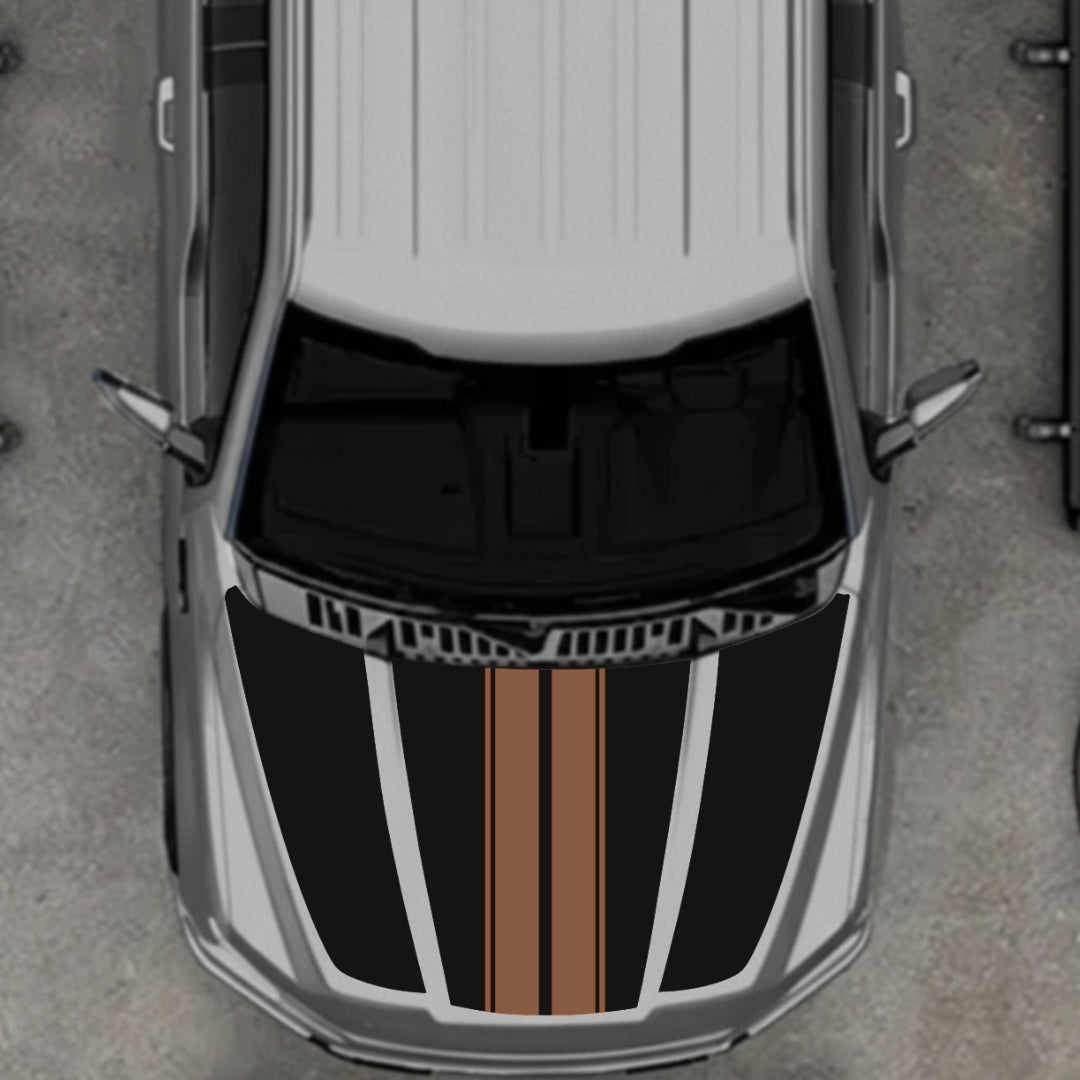 Hood Panel Decal/Sticker - Bars Style Graphic Kit - For Ford F-150 2020-2026 - Premium Vinyl