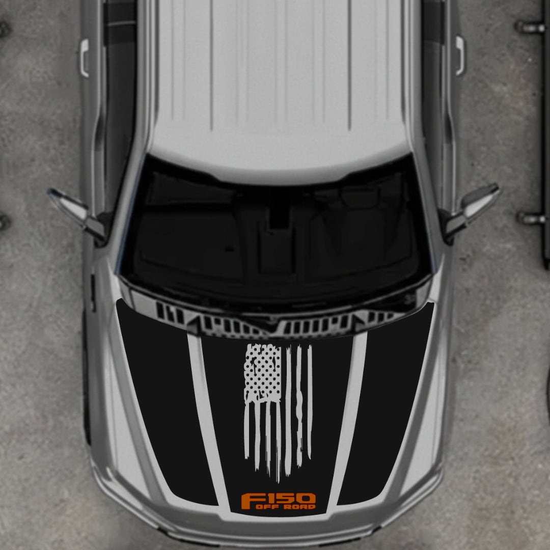 Hood Panel Decal/Sticker - USA Style 10 Graphic Kit - For Ford F-150 2020-2026 - Premium Vinyl
