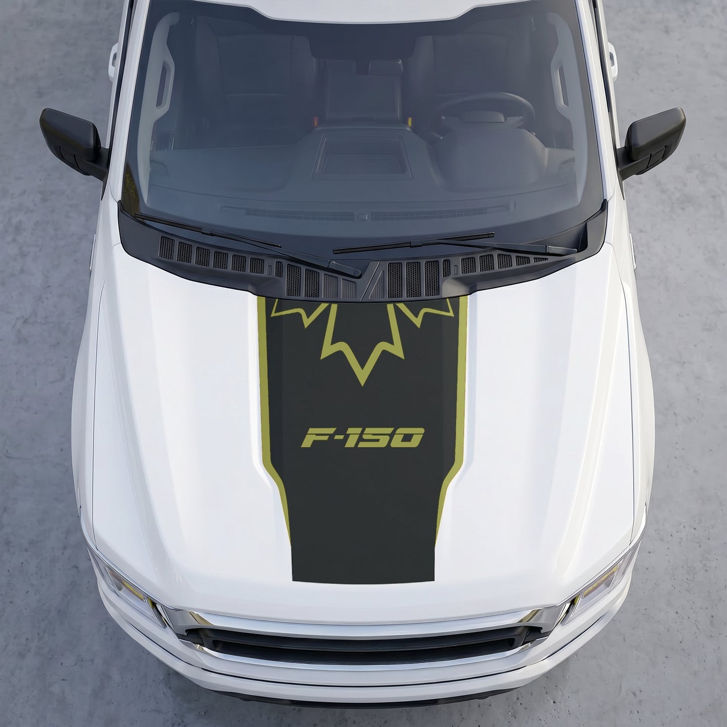Hood Panel Decal/Sticker - Stealth Maple Leaf Crest Hood Decal – Top-Border Outline Vinyl Wrap Graphic Kit - For Ford F-150 F150 2015-2020 - Premium Vinyl