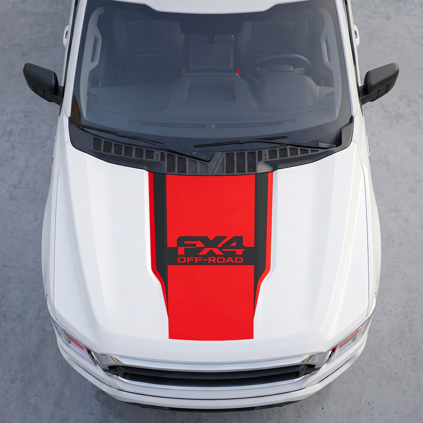 Hood Panel Decal/Sticker - FX4 Off-Road Edition Full Hood Decal Wrap – Bold  Center Accent Shield with Matte Black Track Stripes Graphic Kit - For Ford F-150 F150 2015-2020 - Premium Vinyl