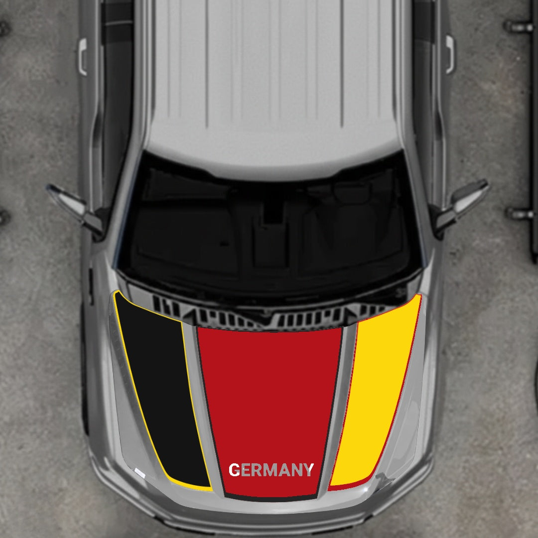 Hood Panel Decal/Sticker - Germany Flag Parts - Border Graphic Kit - For Ford F-150 2020-2026 - Premium Vinyl