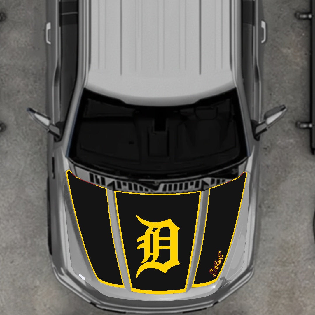 Hood Panel Decal/Sticker - Detroit Intial - Border Graphic Kit - For Ford F-150 2020-2026 - Premium Vinyl