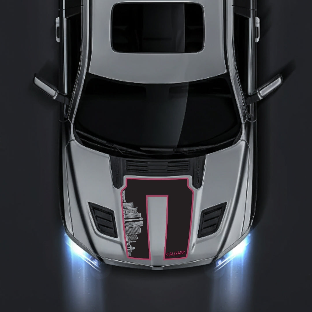 Performance Hood Panel Decal/Sticker - Calgary Skyline - Cut - Border Graphic Kit - For Dodge RAM 1500 2019-2025 - Premium Vinyl