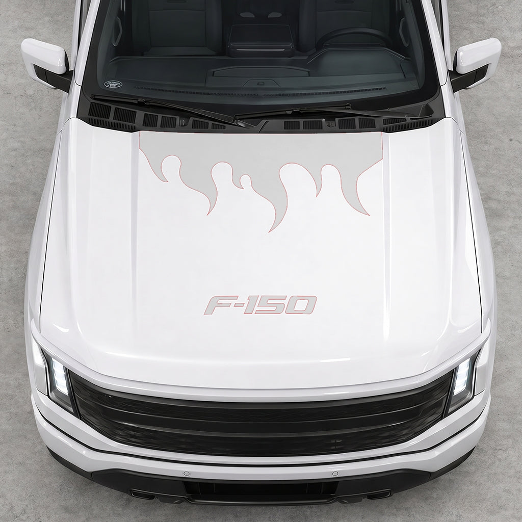 Hood Panel Decal/Sticker - Burning Flames Graphic Decal Graphic Kit - For Ford F-150 2015-2020 - Premium Vinyl
