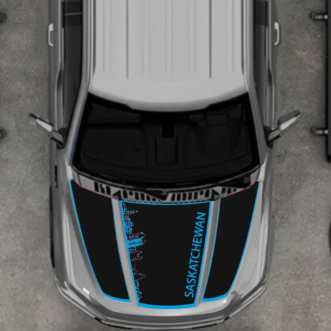 Hood Panel Decal/Sticker - Saskatchewan Skyline - Border Graphic Kit - For Ford F-150 2020-2026 - Premium Vinyl
