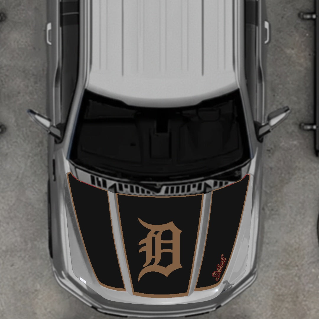 Hood Panel Decal/Sticker - Detroit Intial - Border Graphic Kit - For Ford F-150 2020-2026 - Premium Vinyl