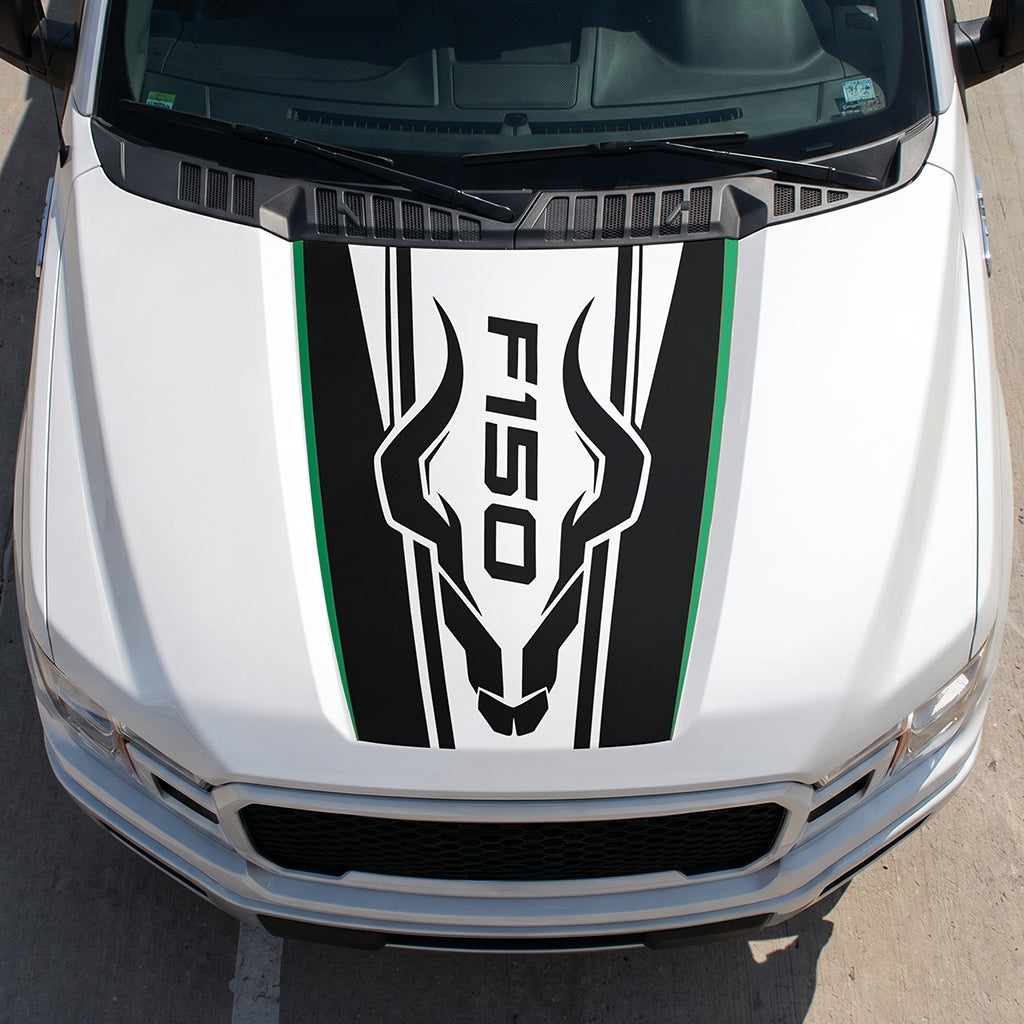 Hood Panel Decal/Sticker - Horns Graphic Decal Graphic Kit - For Ford F-150 2015-2020 - Premium Vinyl