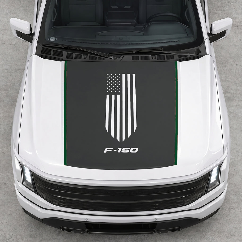 Hood Panel Decal/Sticker - America Flag Graphic Decal Graphic Kit - For Ford F-150 2015-2020 - Premium Vinyl