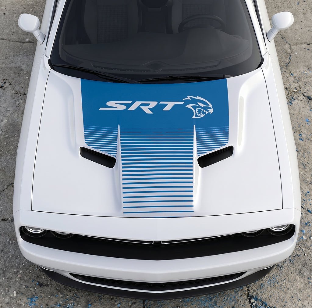 Hood Panel Decal/Sticker - Dodge Challenger SRT Hellcat Edition - Speed Fade Gradient Graphic Kit - For Dodge Challenger 2015-2024 - Premium Vinyl