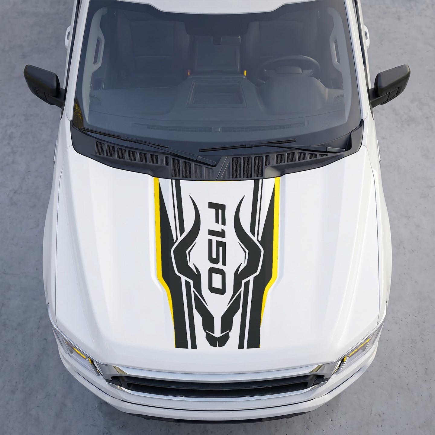 Hood Panel Decal/Sticker - Ram Horns Aggressive Hood Decal – Tribal Longhorn Graphic Vinyl Sticker Graphic Kit - For Ford F-150 F150 2015-2020 - Premium Vinyl
