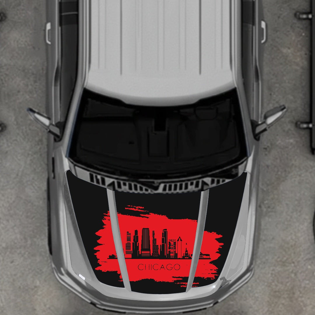Hood Panel Decal/Sticker - Chicago Graphic Kit - For Ford F-150 2020-2026 - Premium Vinyl