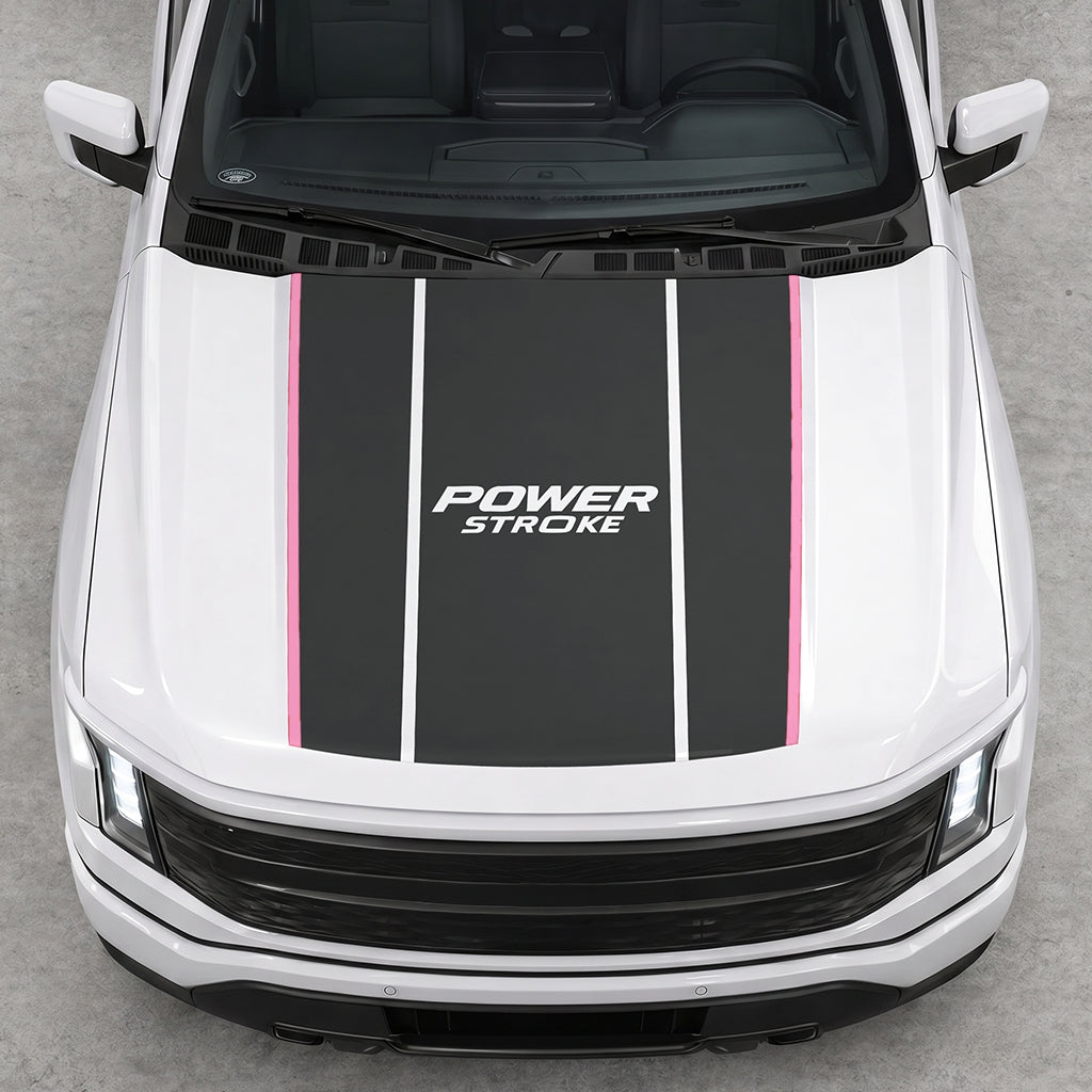 Hood Panel Decal/Sticker - Power Stroke Graphic Decal Graphic Kit - For Ford F-150 2015-2020 - Premium Vinyl