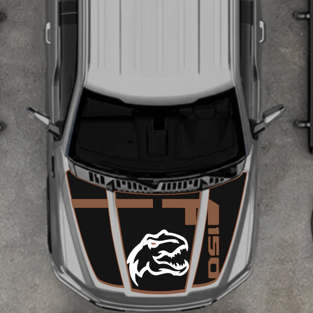 Hood Panel Decal/Sticker - Rex Style 3 - Border Graphic Kit - For Ford F-150 2020-2026 - Premium Vinyl