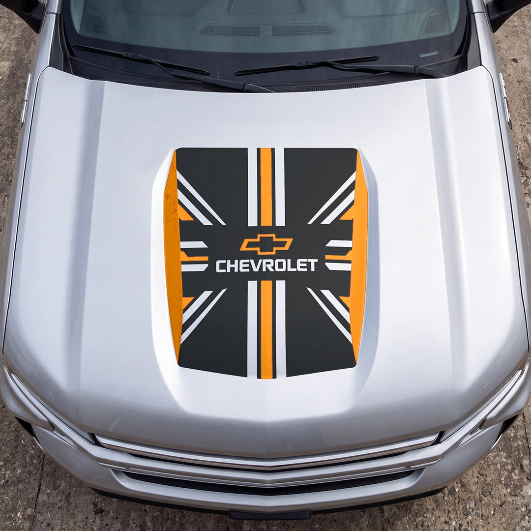 Hood Panel Decal/Sticker - United Kingdom Flag Graphic Decal Graphic Kit - For Chevrolet Silverado 2019-2024 - Premium Vinyl