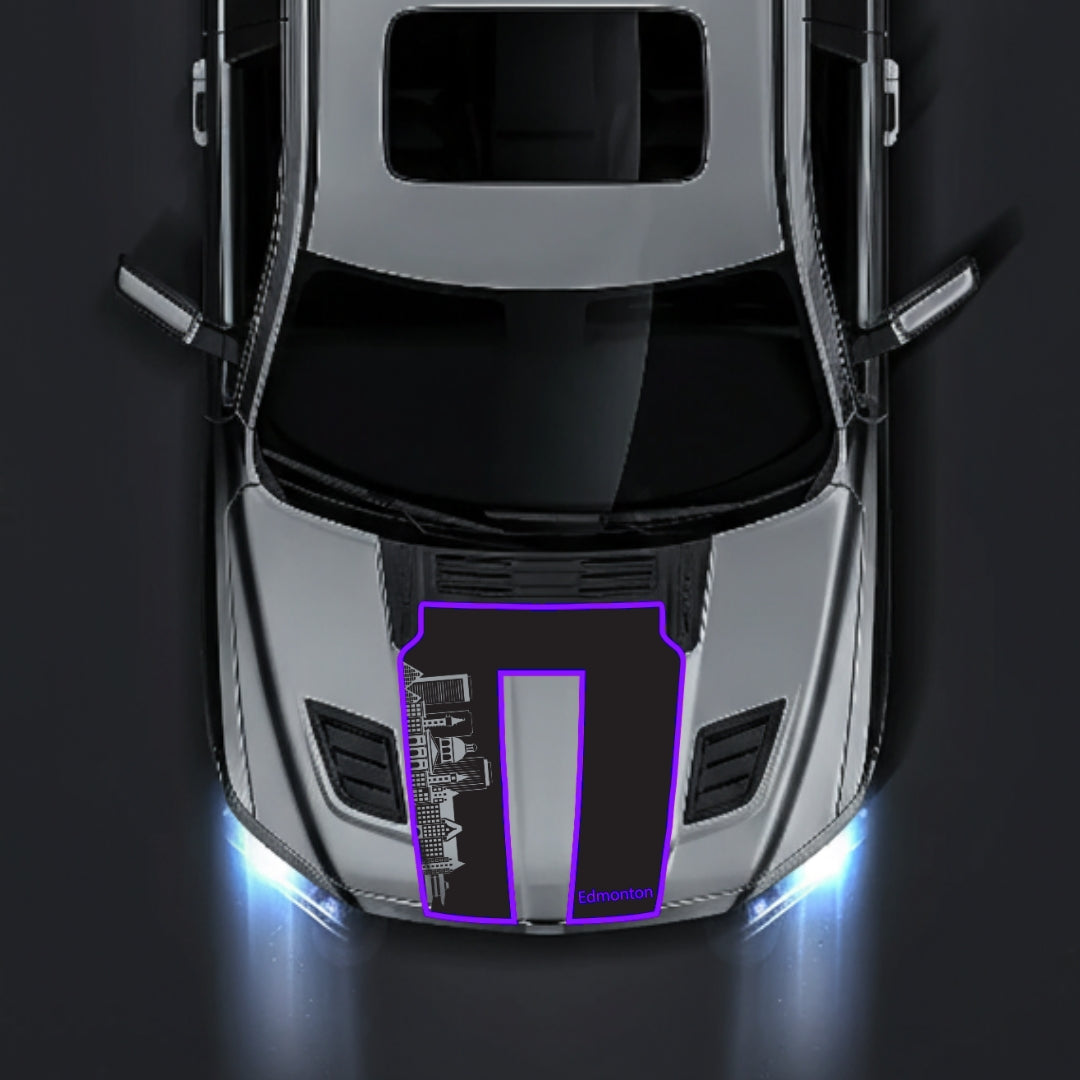 Performance Hood Panel Decal/Sticker - Edmonton Skyline - Cut - Border Graphic Kit - For Dodge RAM 1500 2019-2025 - Premium Vinyl