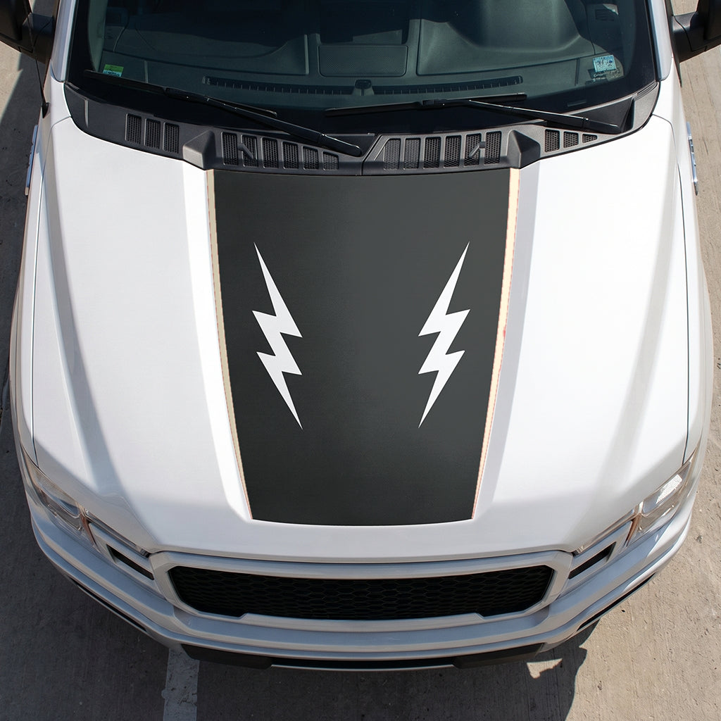 Hood Panel Decal/Sticker - Twin Electric Waves Graphic Decal Graphic Kit - For Ford F-150 2015-2020 - Premium Vinyl
