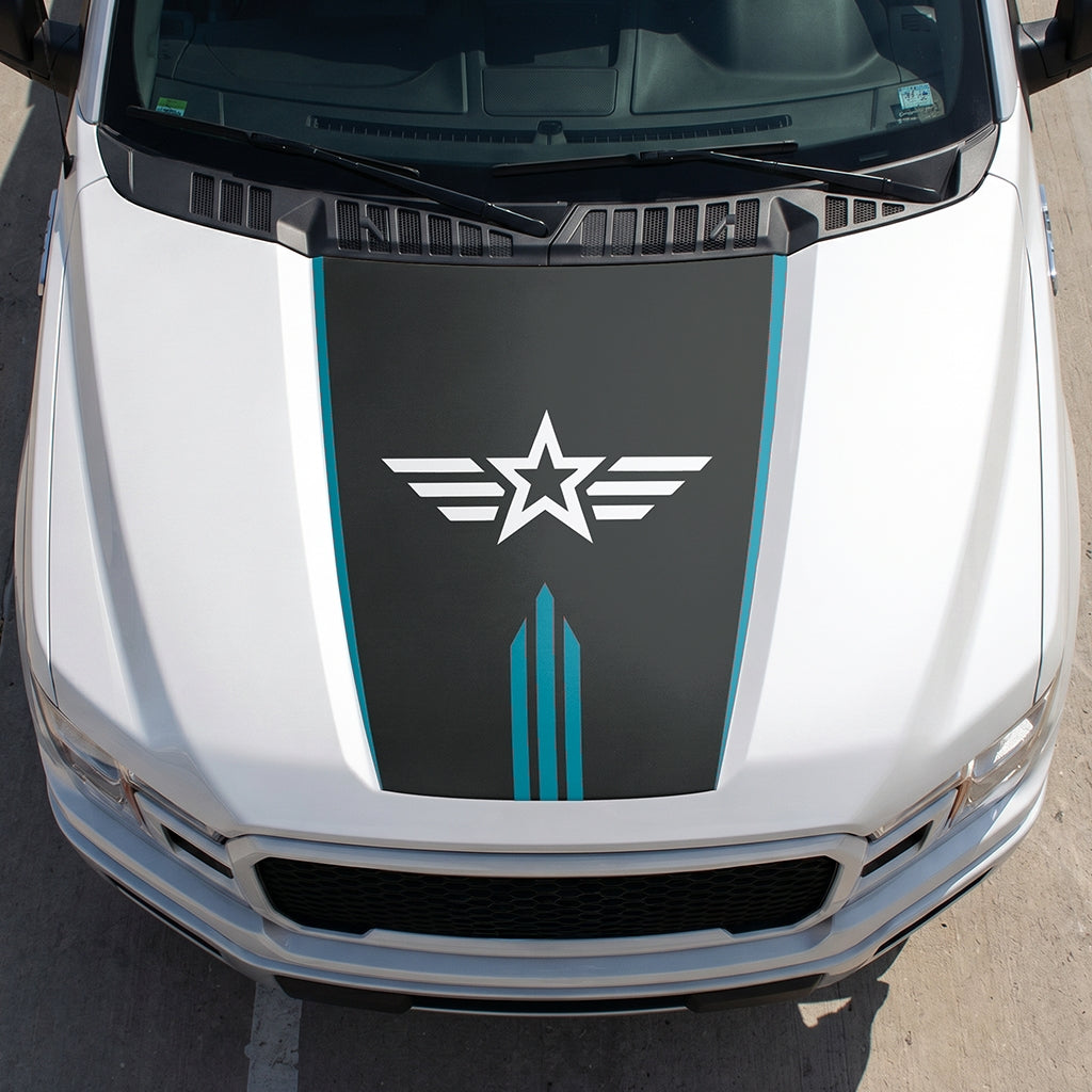 Hood Panel Decal/Sticker - Star Graphic Decal Graphic Kit - For Ford F-150 2015-2020 - Premium Vinyl
