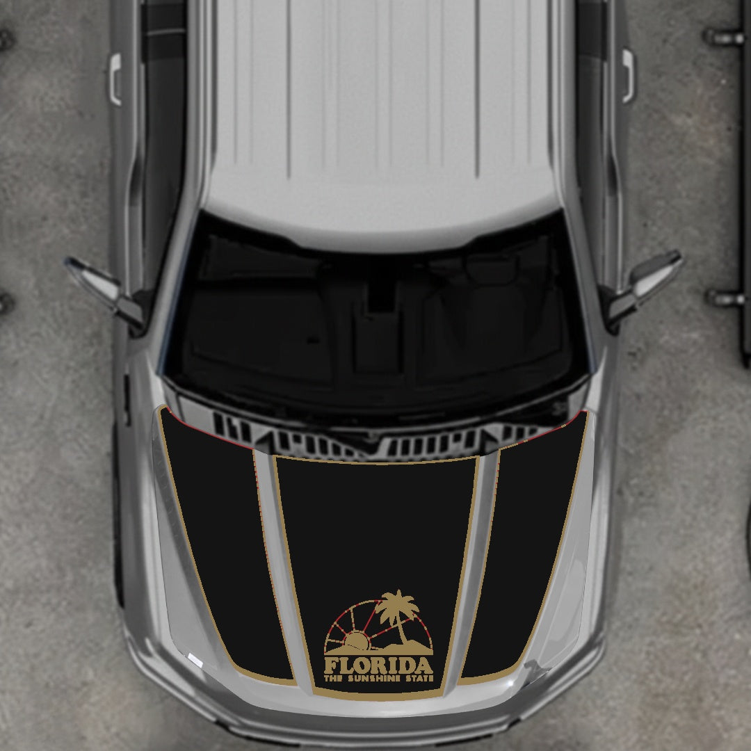 Hood Panel Decal/Sticker - Flordia - Border Graphic Kit - For Ford F-150 2020-2026 - Premium Vinyl
