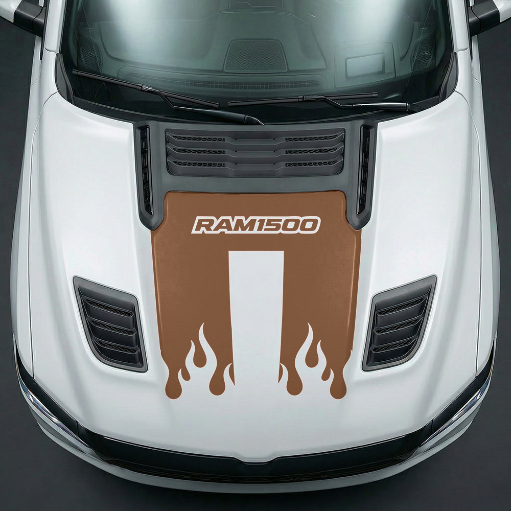 Hood Panel Decal/Sticker - RAM 1500 Flaming U-Shape Graphic Kit - For Dodge Ram 2019-2025 - Premium Vinyl