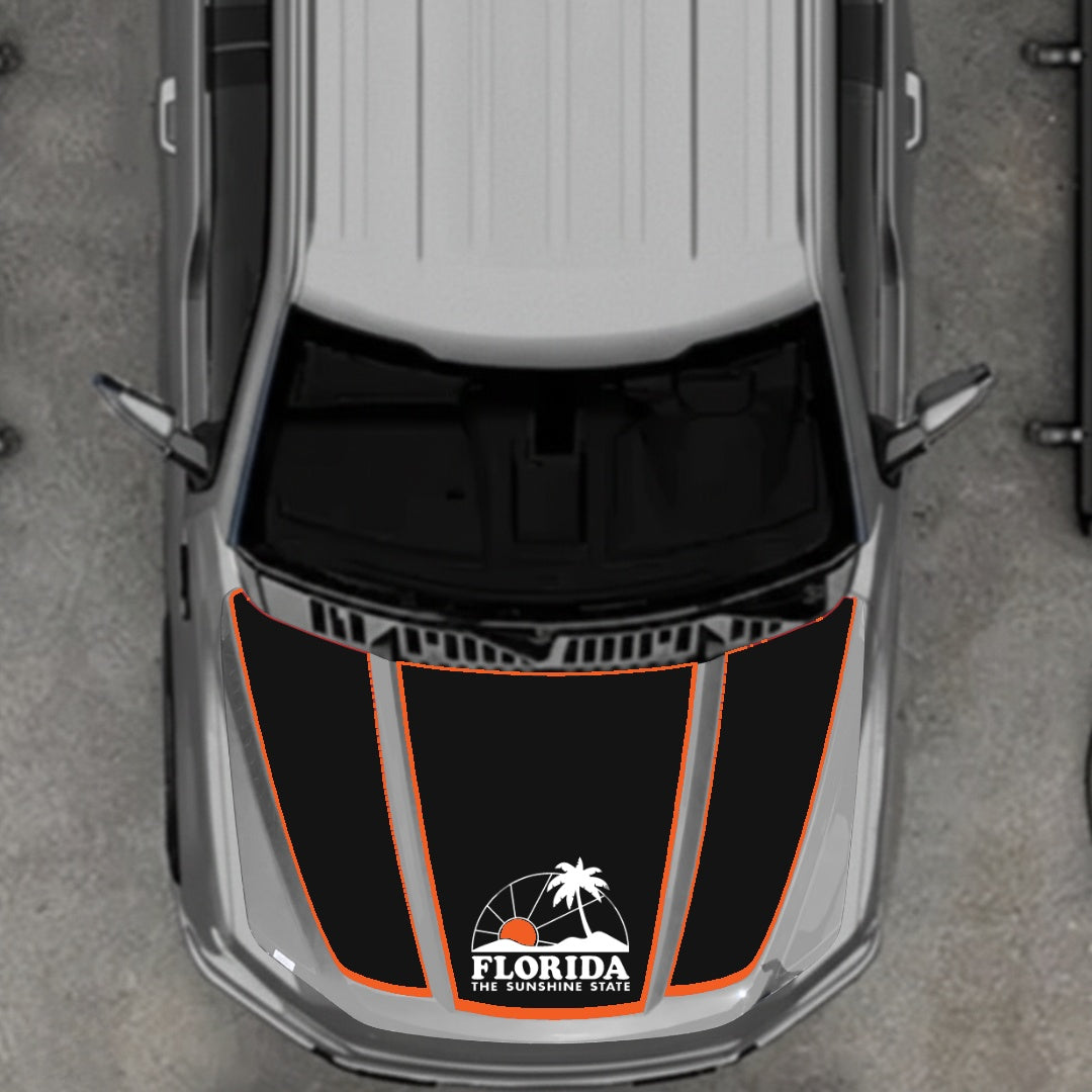 Hood Panel Decal/Sticker - Flordia - Cut - Border Graphic Kit - For Ford F-150 2020-2026 - Premium Vinyl