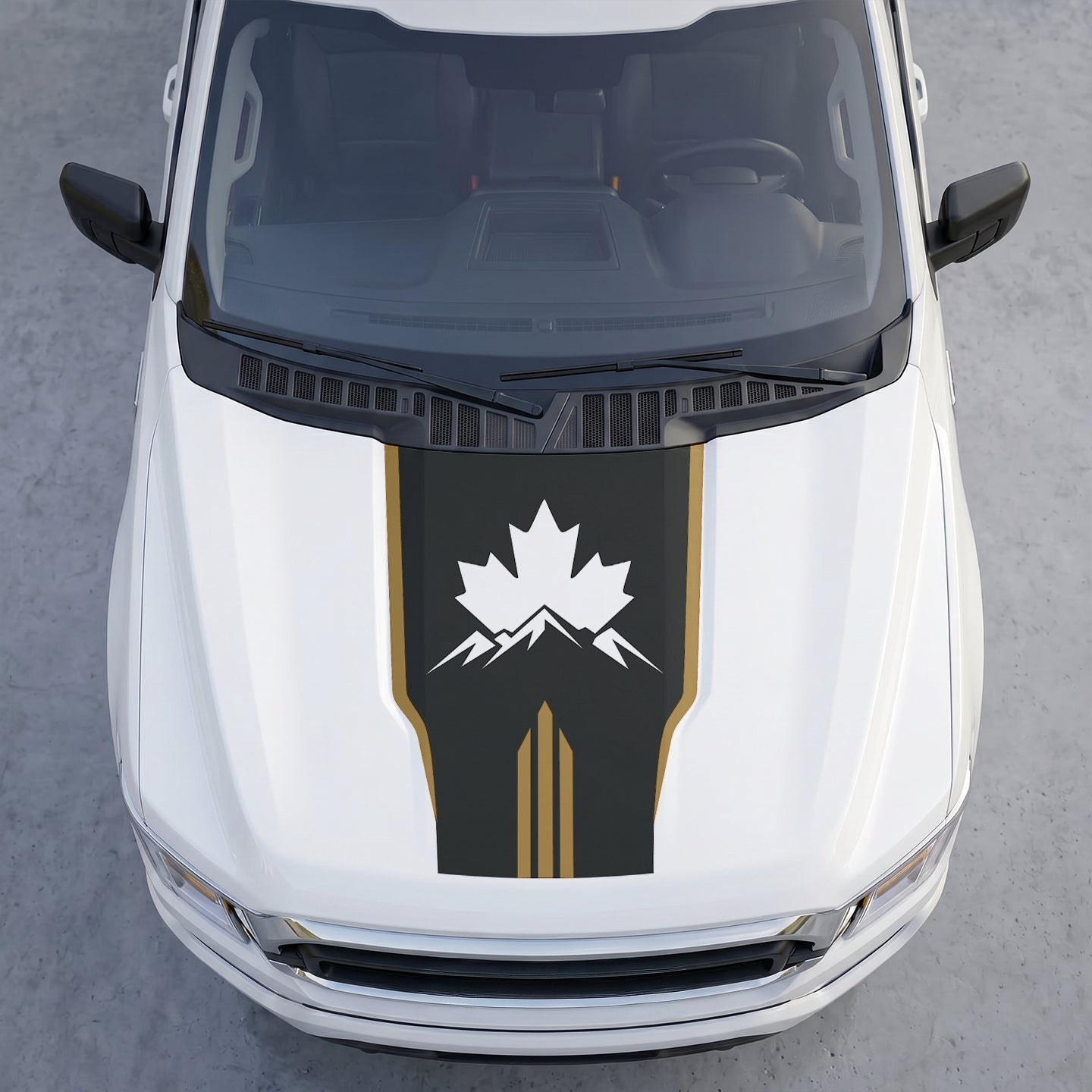 Hood Panel Decal/Sticker - Wilderness Maple Leaf Hood Decal – Evergreen Pine Forest Silhouette Graphic Vinyl Wrap Graphic Kit - For Ford F-150 F150 2015-2020 - Premium Vinyl