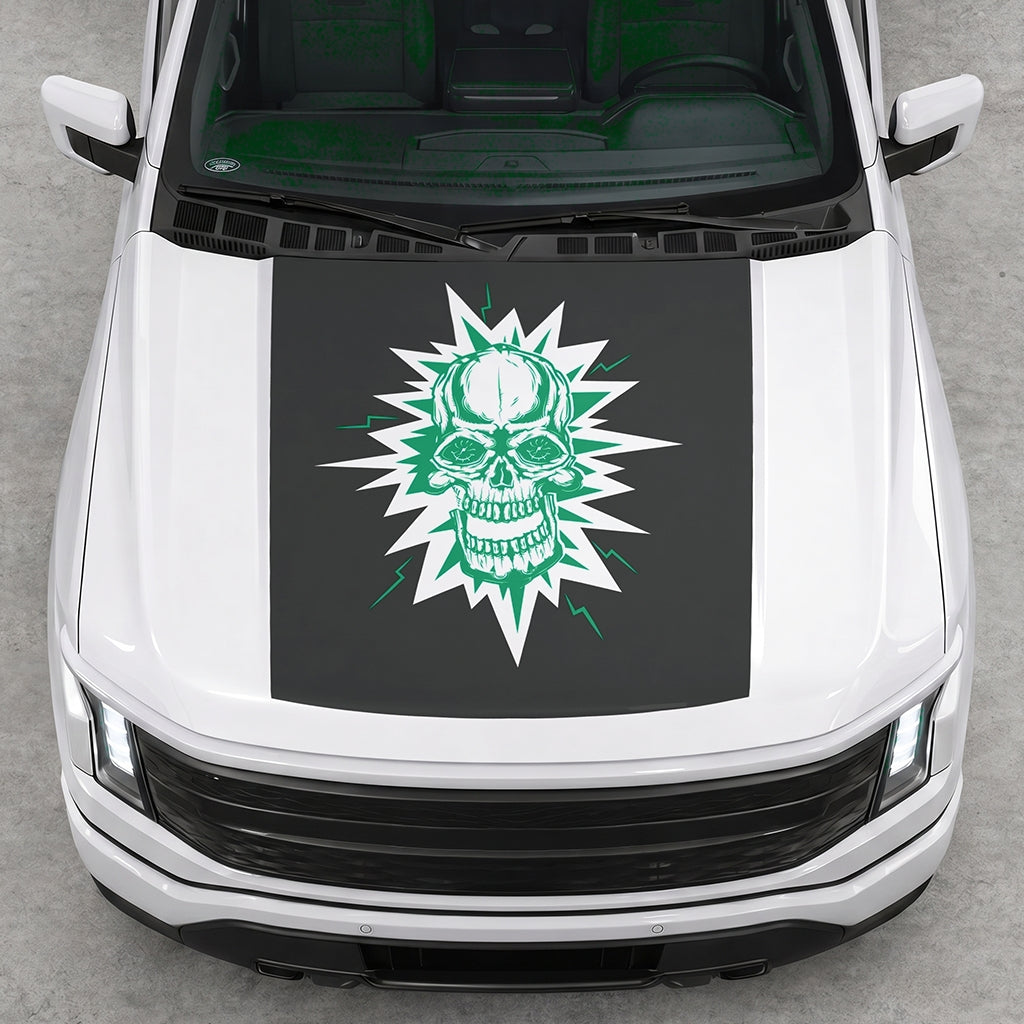 Hood Panel Decal/Sticker - Electric Skull Graphic Decal Graphic Kit - For FORD F-150 2015-2020 - Premium Vinyl