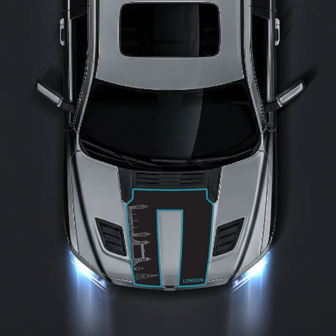 Hood Panel Decal/Sticker - London Skyline - Cut - Border Graphic Kit - For Dodge RAM 1500 2019-2025 - Premium Vinyl