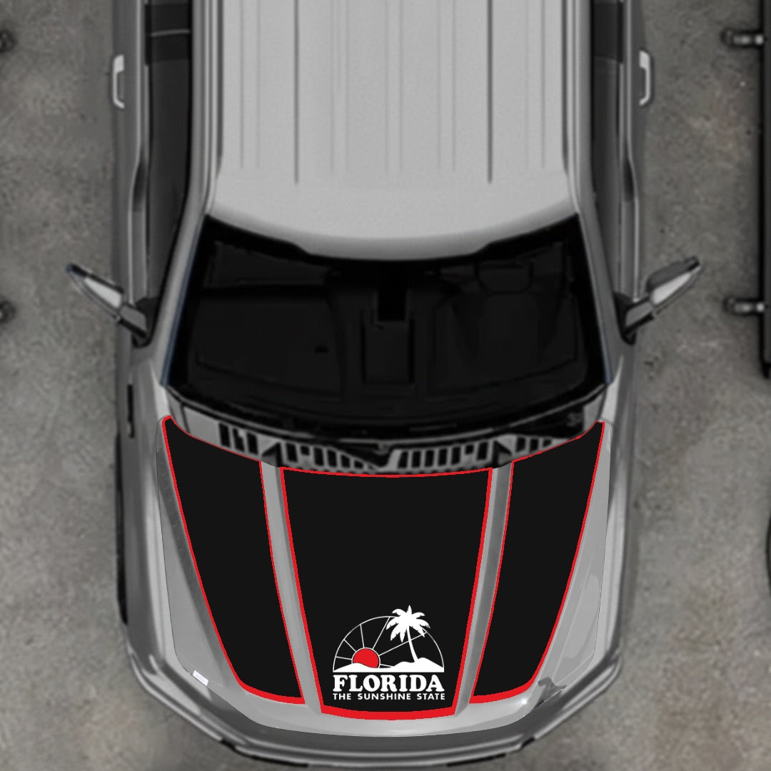 Hood Panel Decal/Sticker - Flordia - Cut - Border Graphic Kit - For Ford F-150 2020-2026 - Premium Vinyl