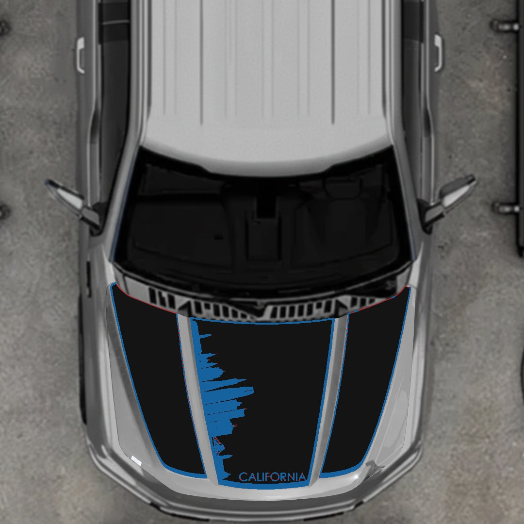 Hood Panel Decal/Sticker - California Skyline - Border Graphic Kit - For Ford F-150 2020-2026 - Premium Vinyl
