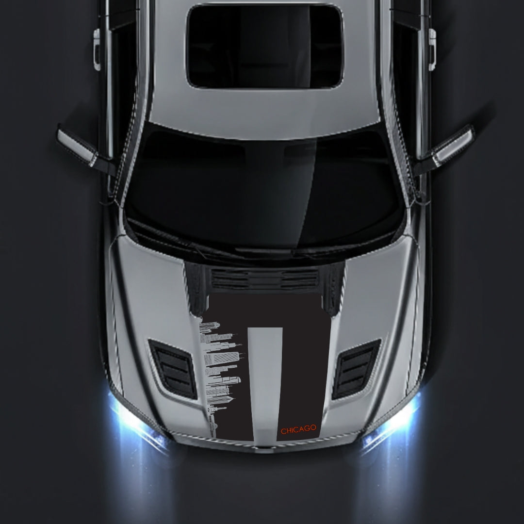 Performance Hood Panel Decal/Sticker - Chicago Skyline - Cut Graphic Kit - For Dodge RAM 1500 2019-2025 - Premium Vinyl