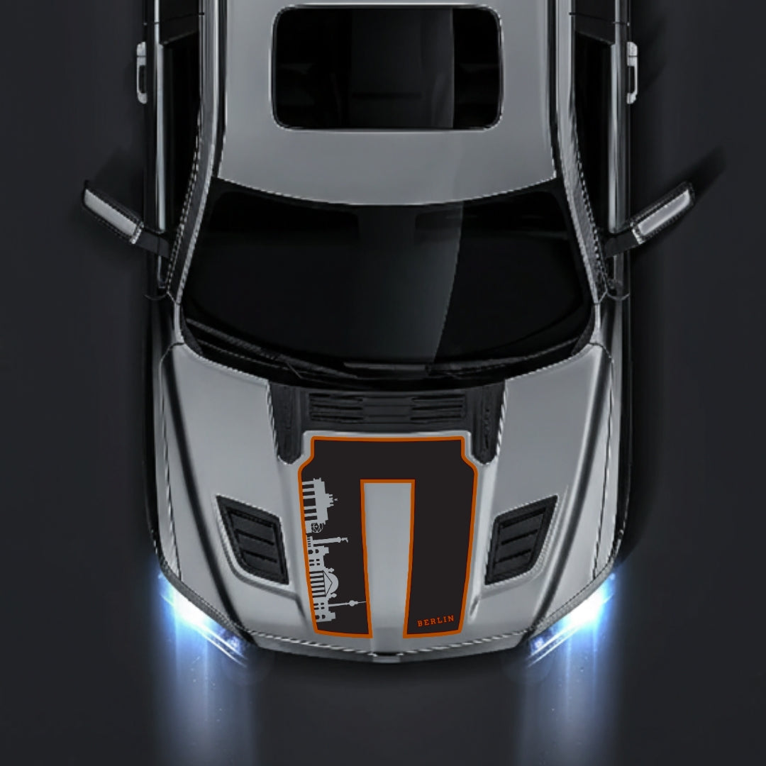 Performance Hood Panel Decal/Sticker - Berlin Skyline - Cut - Border Graphic Kit - For Dodge RAM 1500 2019-2025 - Premium Vinyl