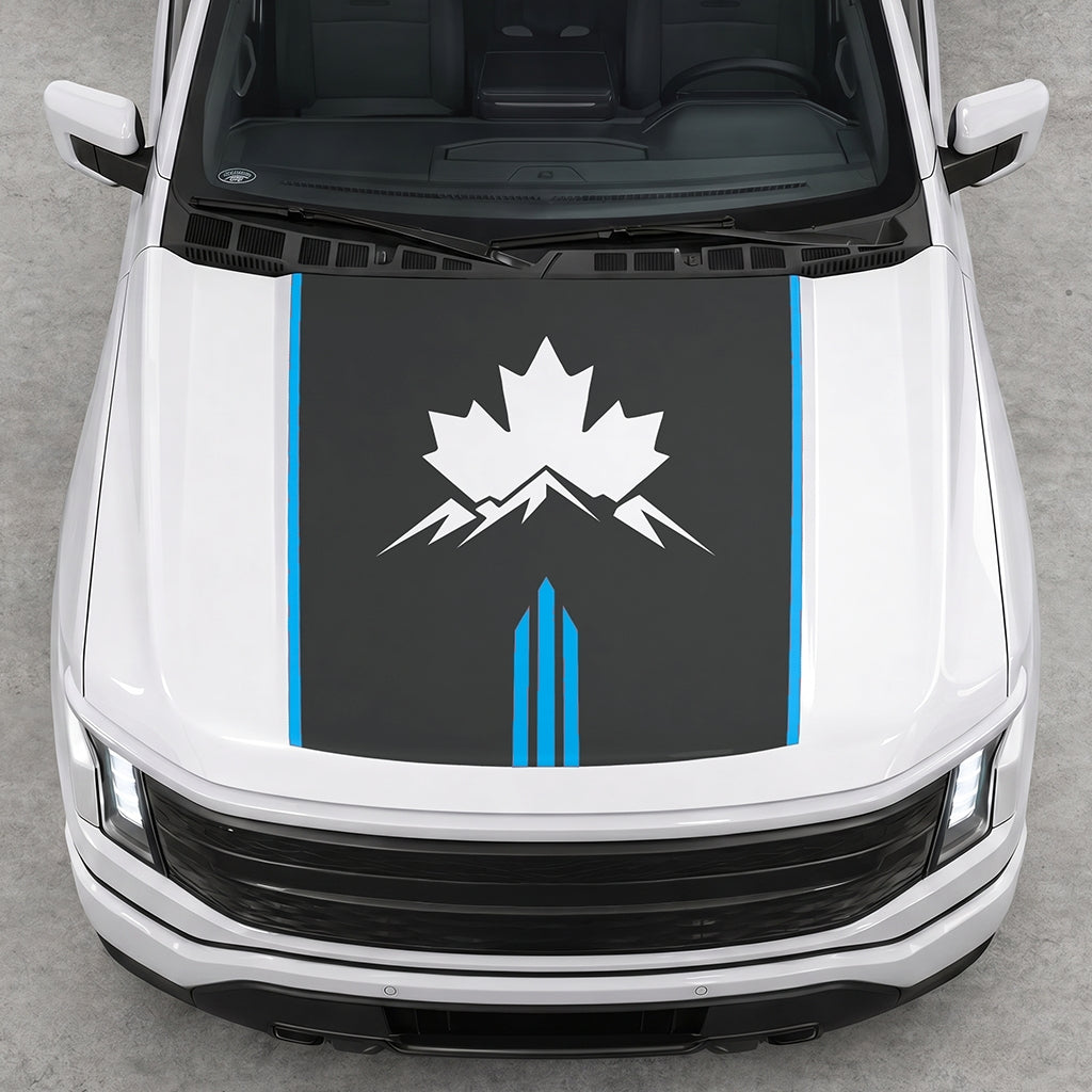 Hood Panel Decal/Sticker - Maple and Mountain Graphic Decal Graphic Kit - For Ford F-150 2015-2020 - Premium Vinyl