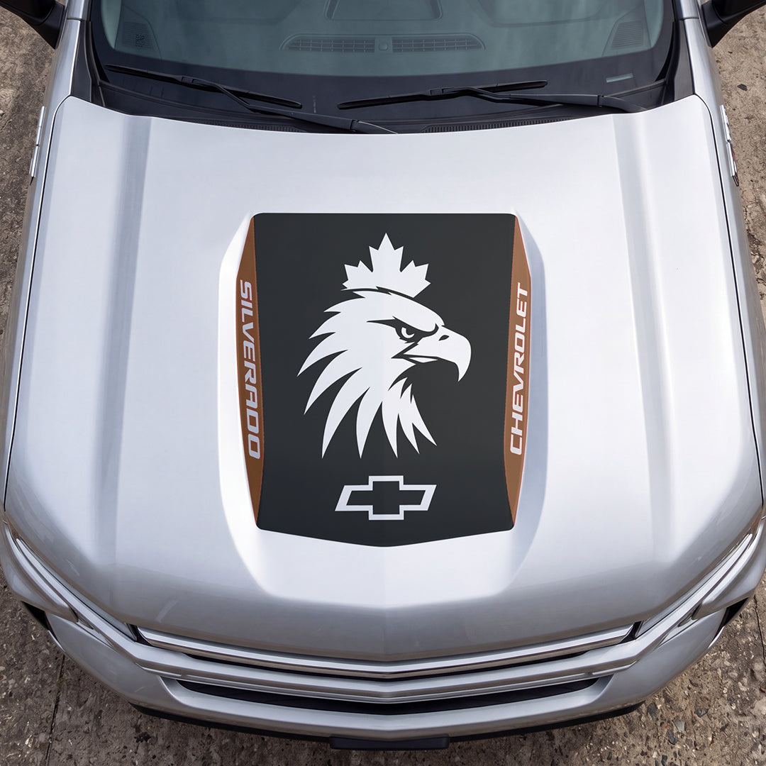 Hood Panel Decal/Sticker - Eagle Head with Maple Graphic Decal Graphic Kit - For Chevrolet Silverado 2019-2024 - Premium Vinyl