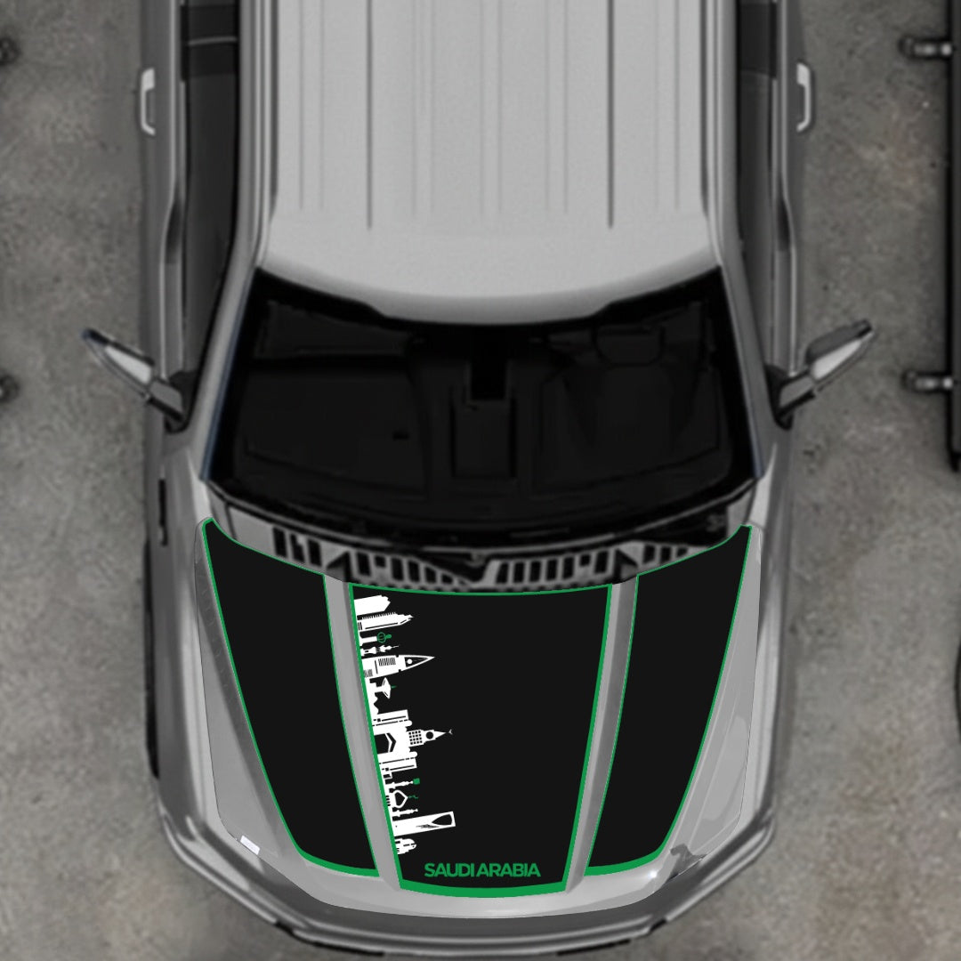 Hood Panel Decal/Sticker - Saudi Arabia - Cut - Border Graphic Kit - For Ford F-150 2020-2026 - Premium Vinyl