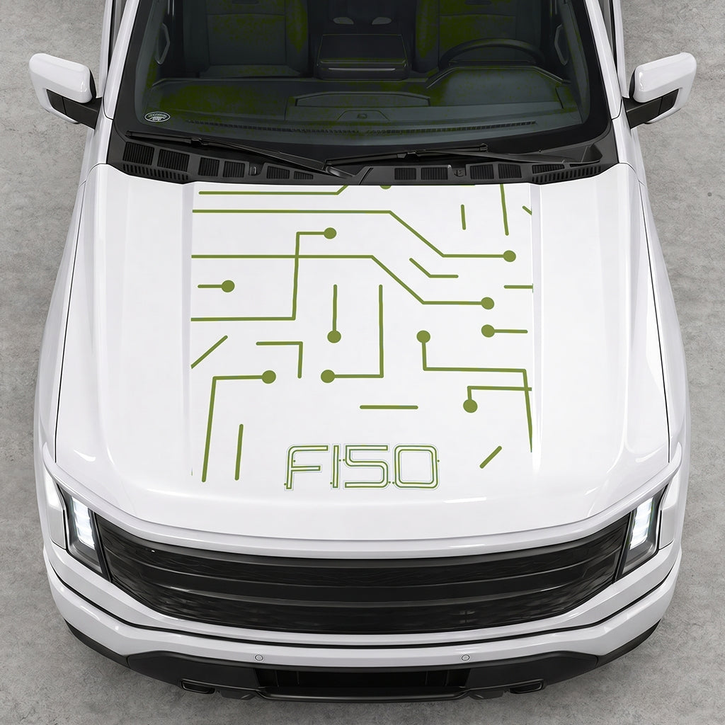 Hood Panel Decal/Sticker - Cut Electric Circuit Graphic Decal Graphic Kit - For FORD F-150 2015-2020 - Premium Vinyl