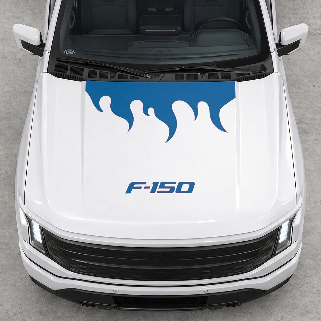 Hood Panel Decal/Sticker - Burning Flames Graphic Decal Graphic Kit - For Ford F-150 2015-2020 - Premium Vinyl