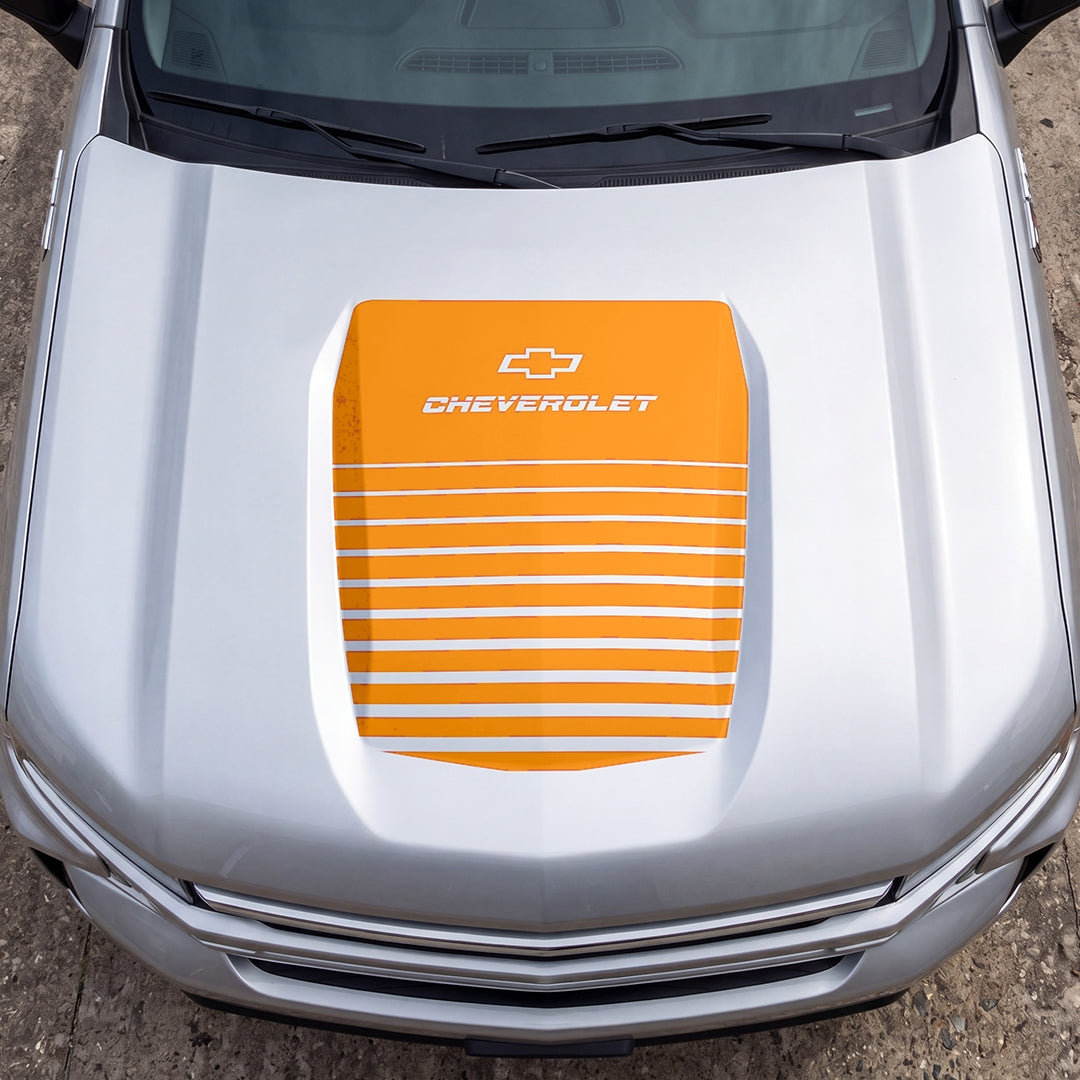 Hood Panel Decal/Sticker - Solid Wavy Graphic Decal Graphic Kit - For Chevrolet Silverado 2019-2024 - Premium Vinyl