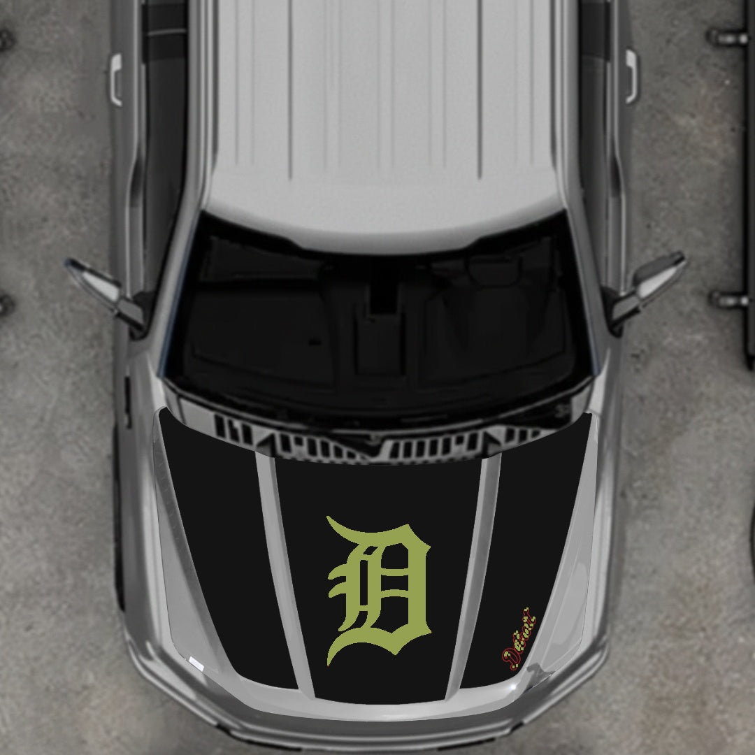 Hood Panel Decal/Sticker - Detroit intial Graphic Kit - For Ford F-150 2020-2026 - Premium Vinyl