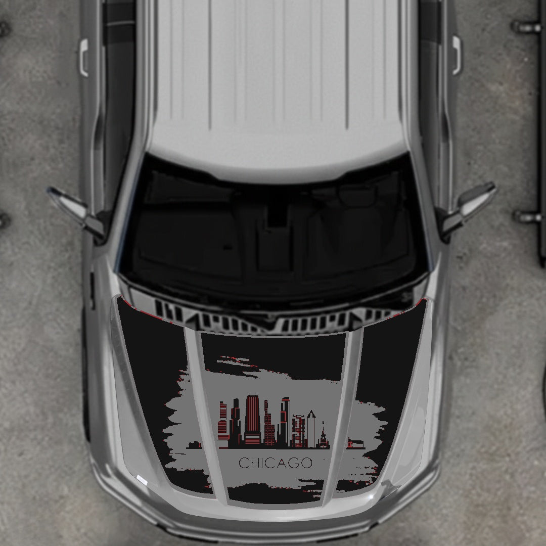 Hood Panel Decal/Sticker - Chicago - Border Graphic Kit - For Ford F-150 2020-2026 - Premium Vinyl