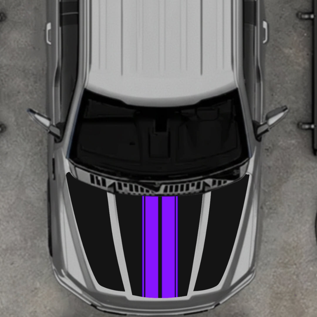 Hood Panel Decal/Sticker - Bars Style Graphic Kit - For Ford F-150 2020-2026 - Premium Vinyl