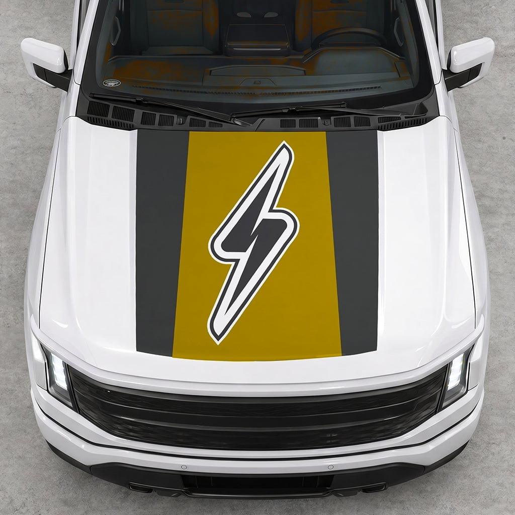 Hood Panel Decal/Sticker - Electric Solid Graphic Decal Graphic Kit - For FORD F-150 2015-2020 - Premium Vinyl