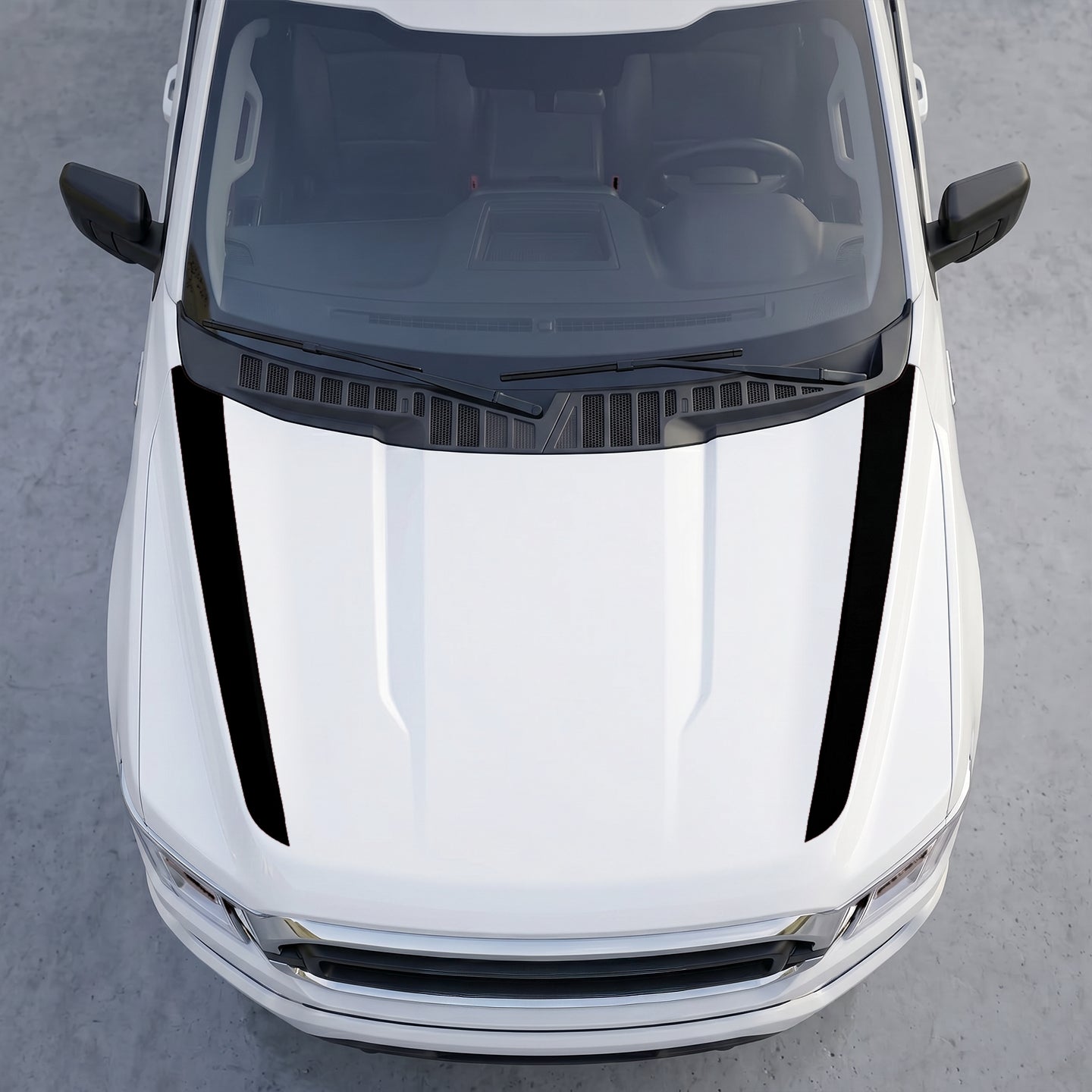 Hood Panel Decal/Sticker - Minimalist Solid  Hood Cowl Stripes – Dual Side Accent Vinyl Decals Graphic Kit - For Ford F-150 F150 2015-2020 - Premium Vinyl
