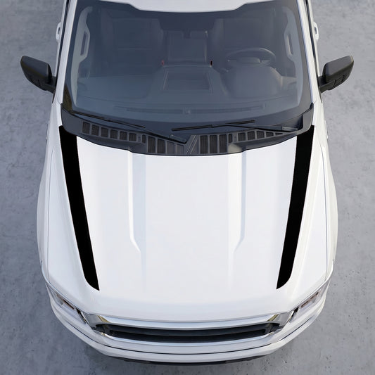 Hood Panel Decal/Sticker - Minimalist Solid  Hood Cowl Stripes – Dual Side Accent Vinyl Decals Graphic Kit - For Ford F-150 F150 2015-2020 - Premium Vinyl