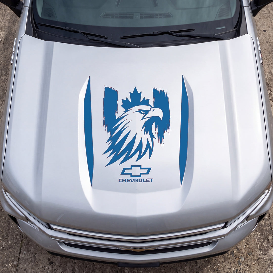 Hood Panel Decal/Sticker - Proud Canadaian Eagle Head Graphic Decal Graphic Kit - For Chevrolet Silverado 2019-2024 - Premium Vinyl