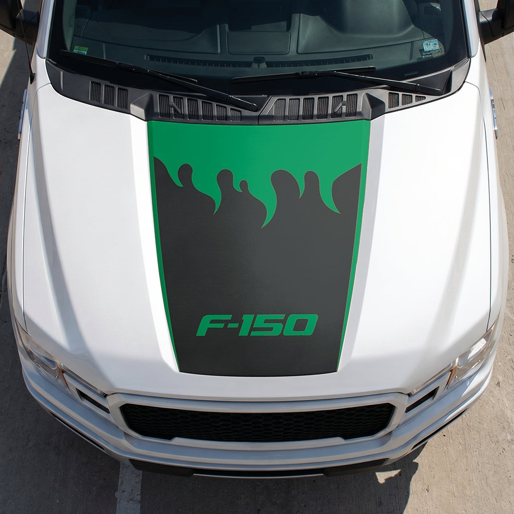 Hood Panel Decal/Sticker - Burning Flames Graphic Decal Graphic Kit - For Ford F-150 2015-2020 - Premium Vinyl