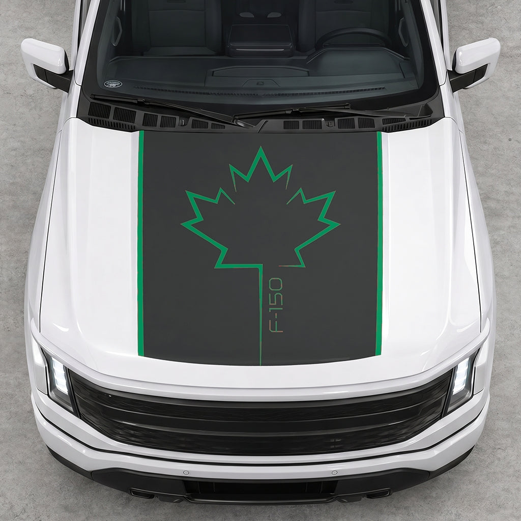 Hood Panel Decal/Sticker - Canada Leaf Graphic Decal Graphic Kit - For Ford F-150 2015-2020 - Premium Vinyl